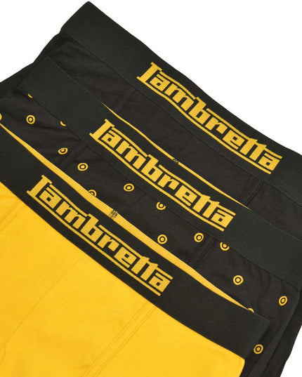 Lambretta 3 Pack Target Boxers Black/Gold 