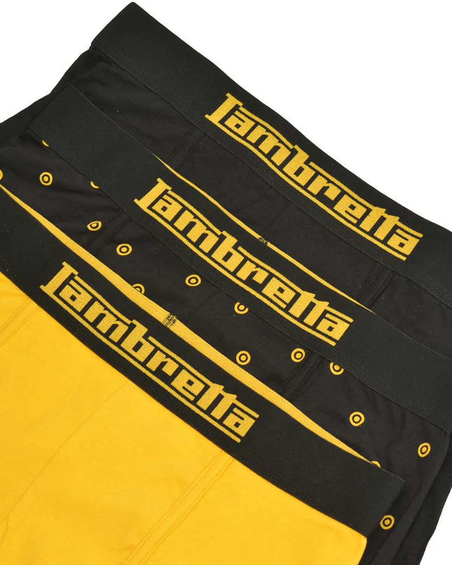Lambretta 3 Pack Target Boxers Black/Gold 