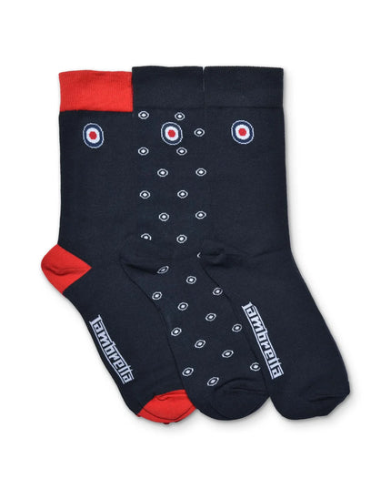 Lambretta 3 Pack Target Socks Navy, Red, White 