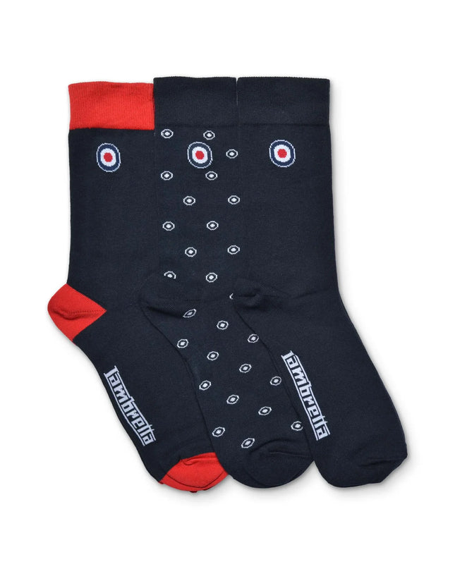 Lambretta 3 Pack Target Socks Navy, Red, White 