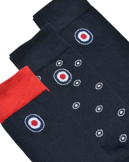Lambretta 3 Pack Target Socks Navy, Red, White 