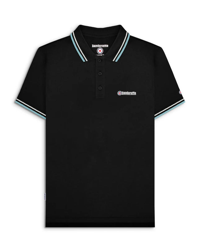 Lambretta Twin Tipped Polo in Black (Dawn/Smoke Blue)
