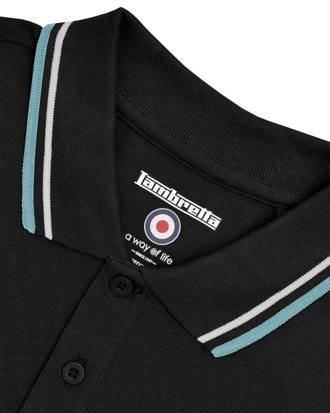 Lambretta Twin Tipped Polo Black Dawn/Smoke Blue