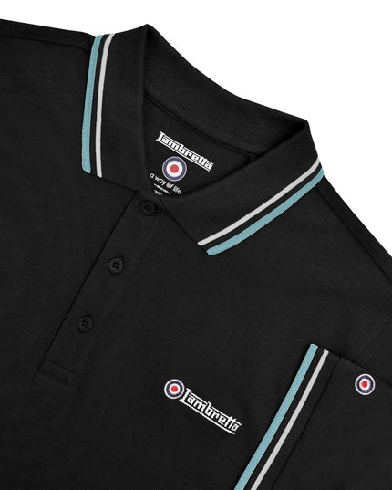 Lambretta Twin Tipped Polo Black Dawn/Smoke Blue