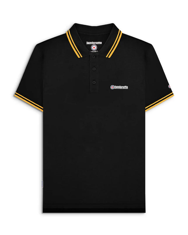 Lambretta Twin Tipped Polo in Black/Gold
