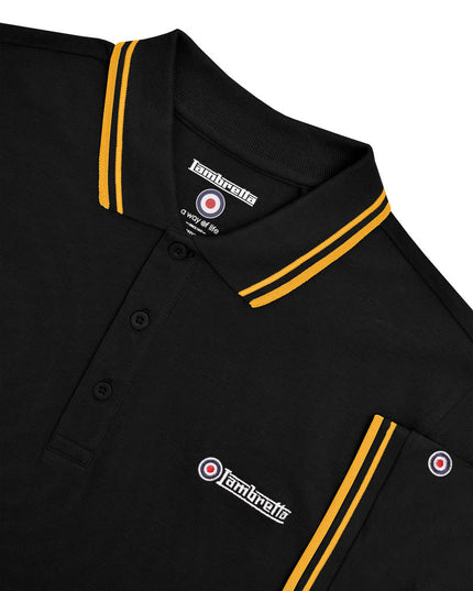Lambretta Twin Tipped Polo in Black/Gold