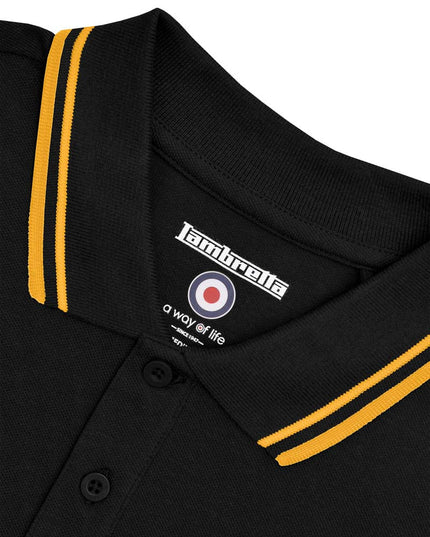 Lambretta Twin Tipped Polo in Black/Gold