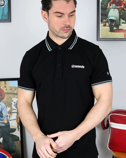 Lambretta Twin Tipped Polo Black Dawn/Smoke Blue