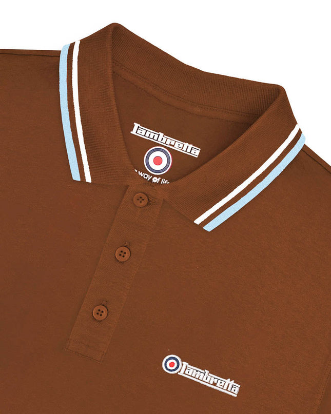 Lambretta Twin Tipped Polo in Brown (White/Angel Falls)