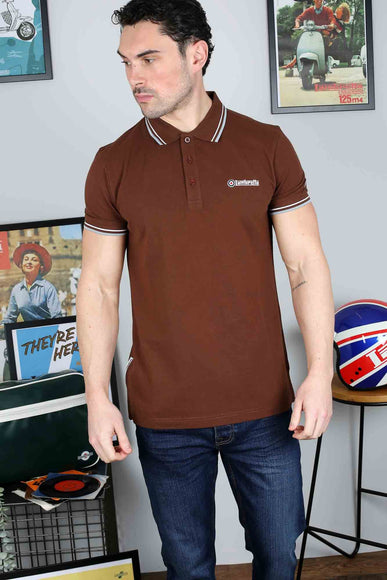 Lambretta Twin Tipped Polo Brown White/Angel Falls