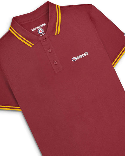 Lambretta Twin Tipped Polo Burgundy/Gold