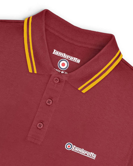 Lambretta Twin Tipped Polo Burgundy/Gold