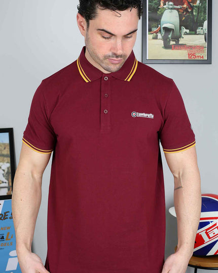 Lambretta Twin Tipped Polo Burgundy/Gold