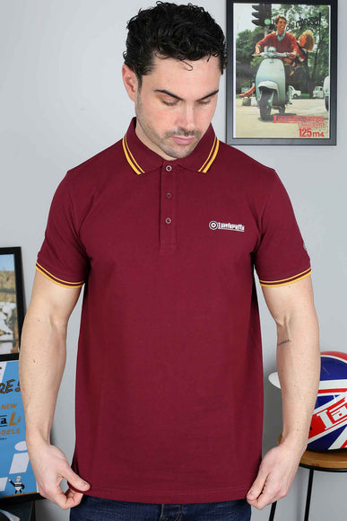 Lambretta Twin Tipped Polo Burgundy/Gold