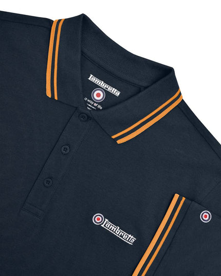 Lambretta Twin Tipped Polo Dark Navy/Tan