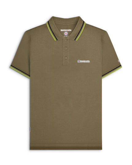Lambretta Twin Tipped Polo in Khaki (Black/Sage)