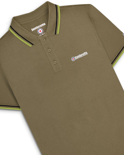 Lambretta Twin Tipped Polo in Khaki (Black/Sage)