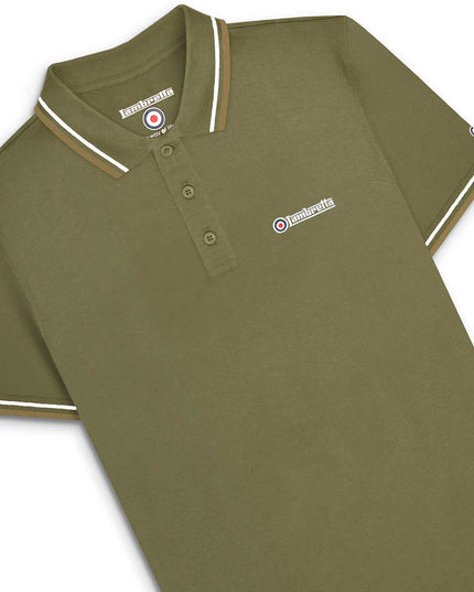Lambretta Twin Tipped Polo khaki Silver/Cashew