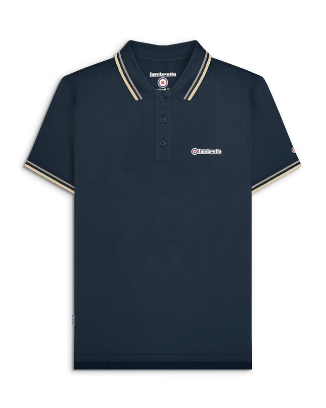 Lambretta Twin Tipped Polo Navy Cinder/Cream