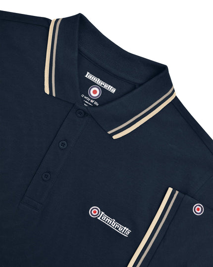 Lambretta Twin Tipped Polo Navy Cinder/Cream