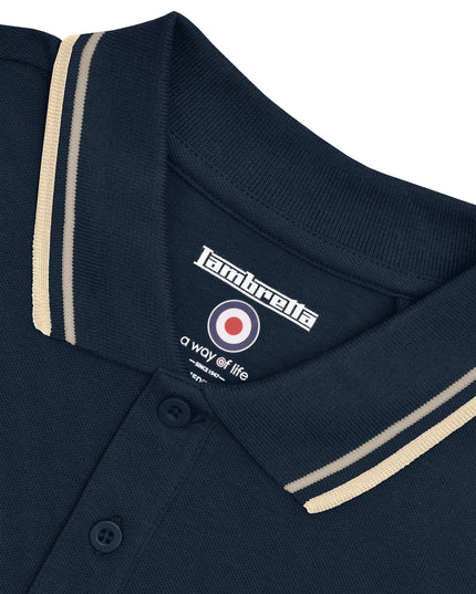 Lambretta Twin Tipped Polo Navy Cinder/Cream