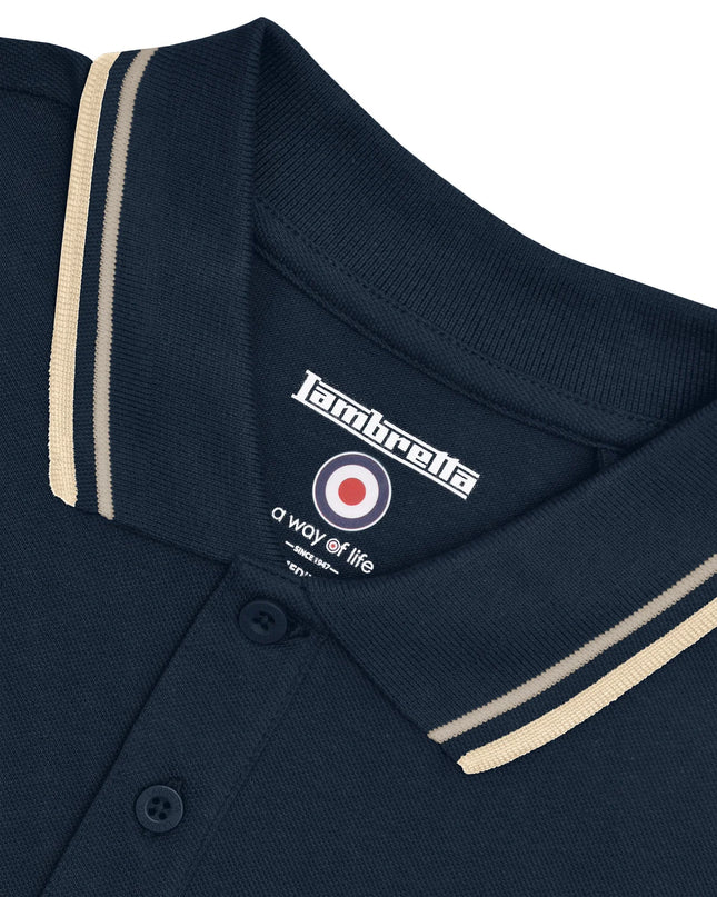 Lambretta Twin Tipped Polo Navy Cinder/Cream