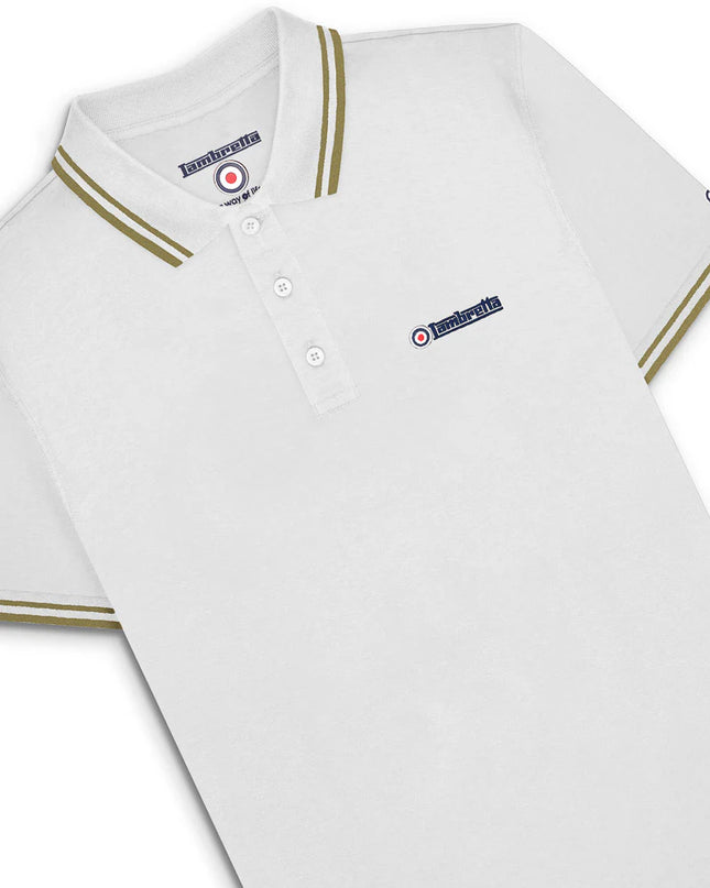Lambretta Twin Tipped Polo White/Chashew
