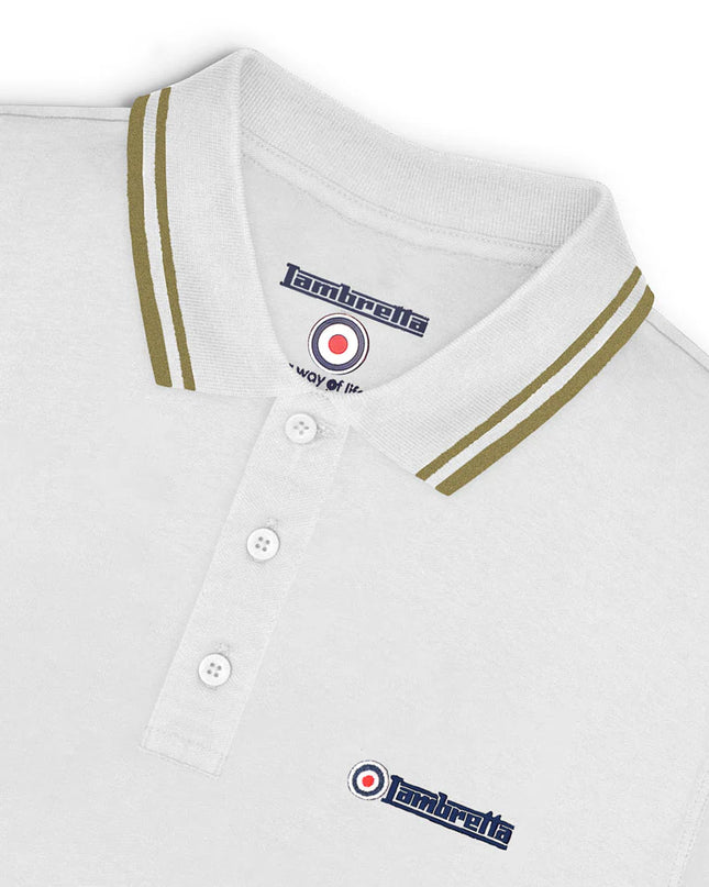 Lambretta Twin Tipped Polo White/Chashew