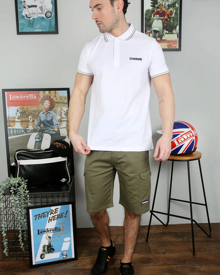 Lambretta Twin Tipped Polo White/Chashew
