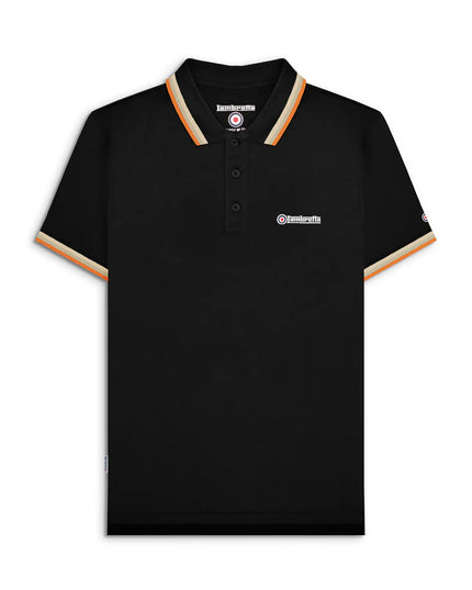 Lambretta Triple Tipped Polo Black Stone/Cashew/Orange