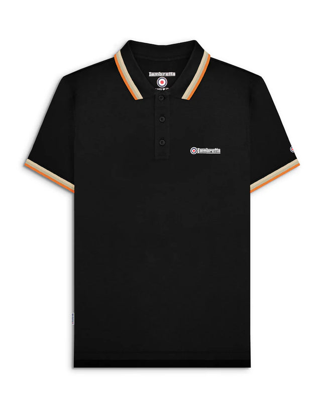 Lambretta Triple Tipped Polo Black Stone/Cashew/Orange