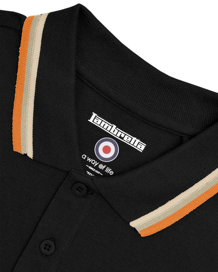 Lambretta Triple Tipped Polo Black Stone/Cashew/Orange
