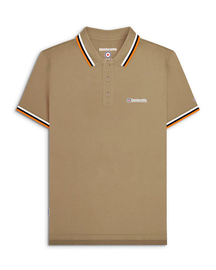 Lambretta Triple Tipped Polo Cashew White/Navy/Apricot 