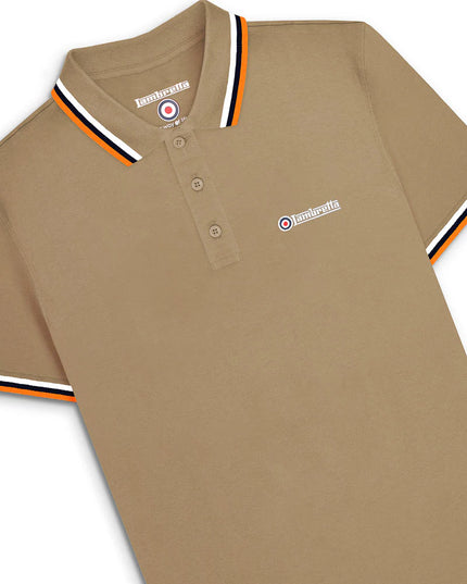 Lambretta Triple Tipped Polo Cashew White/Navy/Apricot 