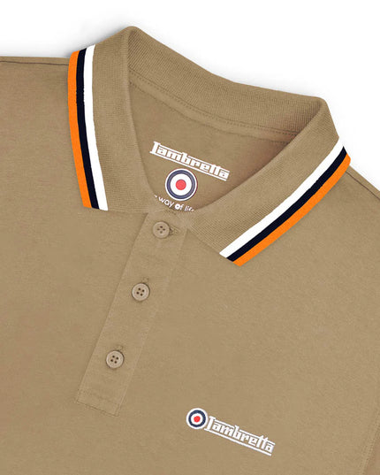 Lambretta Triple Tipped Polo Cashew White/Navy/Apricot 