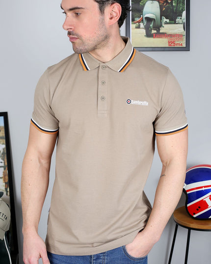 Lambretta Triple Tipped Polo Cashew White/Navy/Apricot 