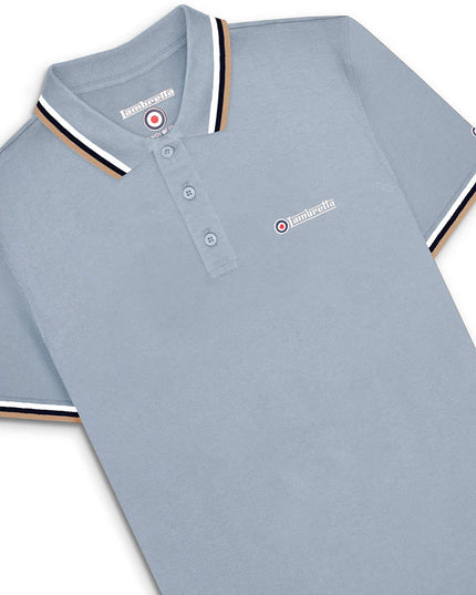 Lambretta Triple Tipped Polo Dusky Blue White/Navy/Cream - 107