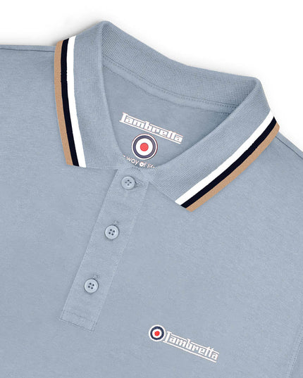 Lambretta Triple Tipped Polo Dusky Blue White/Navy/Cream - 107
