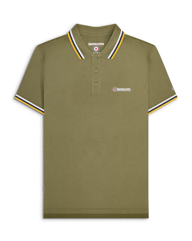 Lambretta Triple Tipped Polo Khaki White/Navy/Gold