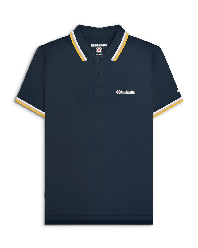 Lambretta Triple Tipped Polo Navy White/Cashew/Gold