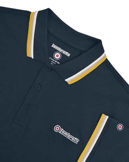 Lambretta Triple Tipped Polo Navy White/Cashew/Gold