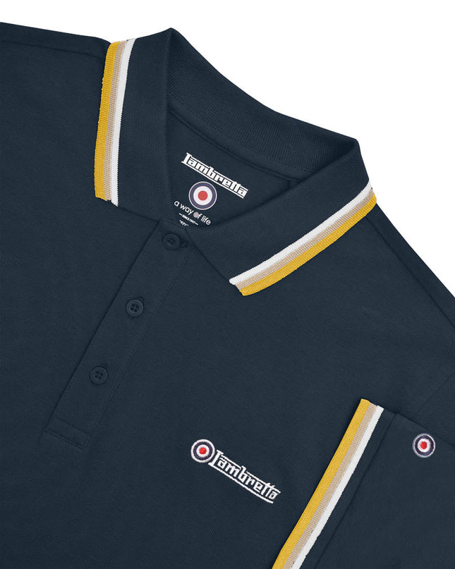 Lambretta Triple Tipped Polo Navy White/Cashew/Gold