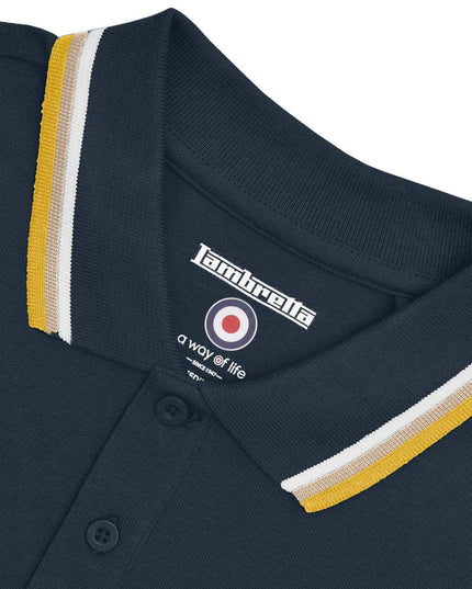 Lambretta Triple Tipped Polo Navy White/Cashew/Gold