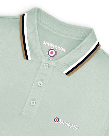 Lambretta Triple Tipped Polo Pale Aqua White/Sapphire/Cashew
