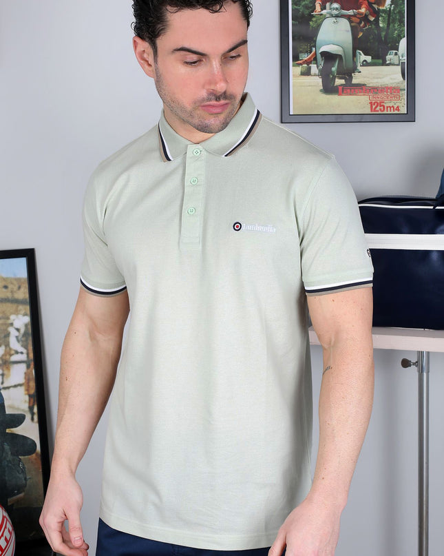 Lambretta Triple Tipped Polo in Pale Aqua
