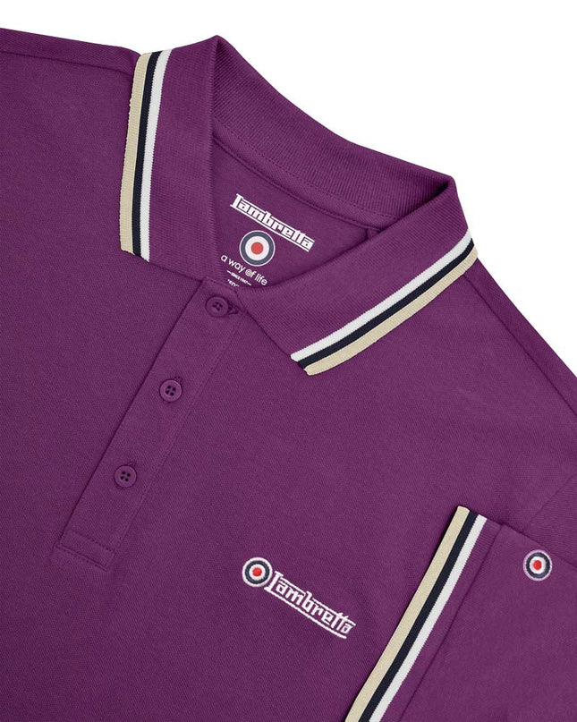 Lambretta Triple Tipped Polo Winter Bloom White/Navy/Cashew