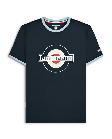 Lambretta Logo Ringer Tee in Dark Navy/Blue