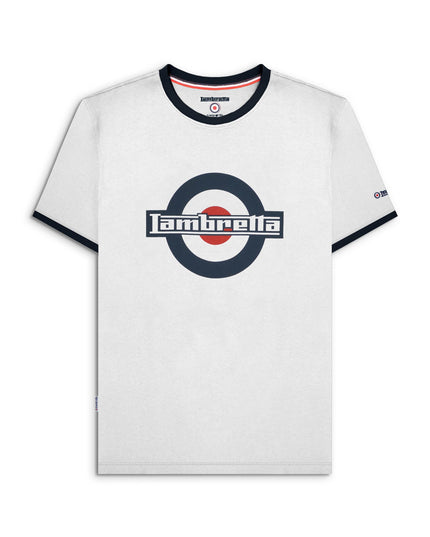 Lambretta Logo Ringer Tee in White/Navy