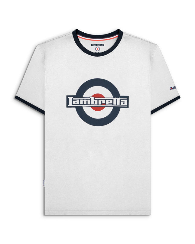 Lambretta Logo Ringer Tee in White/Navy