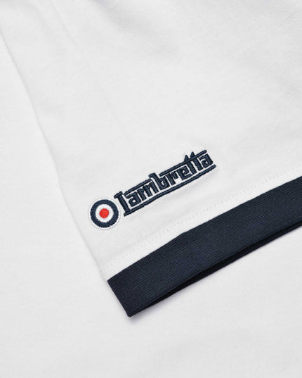 Lambretta Logo Ringer Tee in White/Navy
